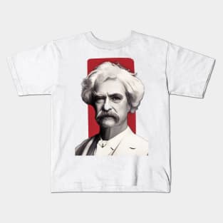 American Writer Mark Twain illustration Kids T-Shirt